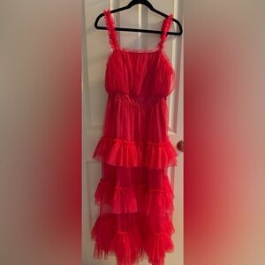 Women’s Red Tiered Tulle Dress